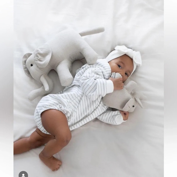 NWT Linen Perch Momma and Baby Enzo Natural Linen Elephant Duo Stuffed Animals - Picture 11 of 13